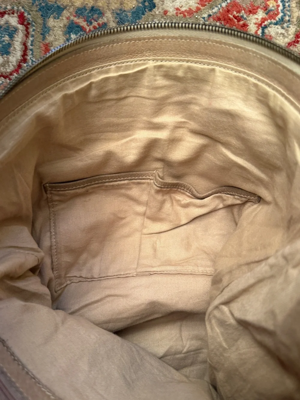 Eileen Fisher Tan Suede Leather Backpack Purse Foldover Minimalist